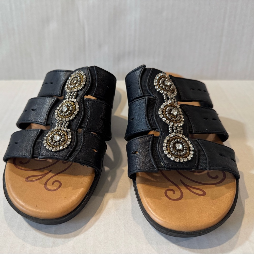 Easy Street Black Beaded Sandals - Picture 3 of 8